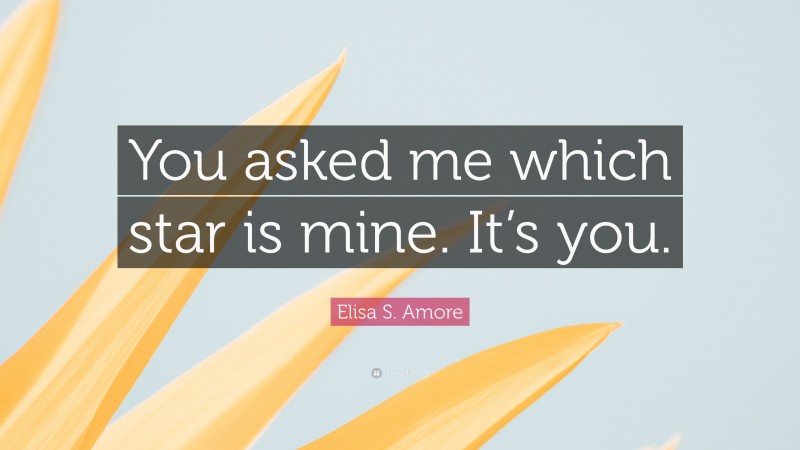 Elisa S. Amore Quote: “You asked me which star is mine. It’s you.”