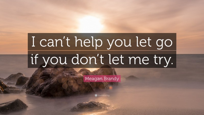 Meagan Brandy Quote: “I can’t help you let go if you don’t let me try.”