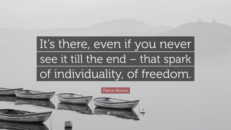 Pierce Brown Quote: “It’s there, even if you never see it till the end – that spark of individuality, of freedom.”