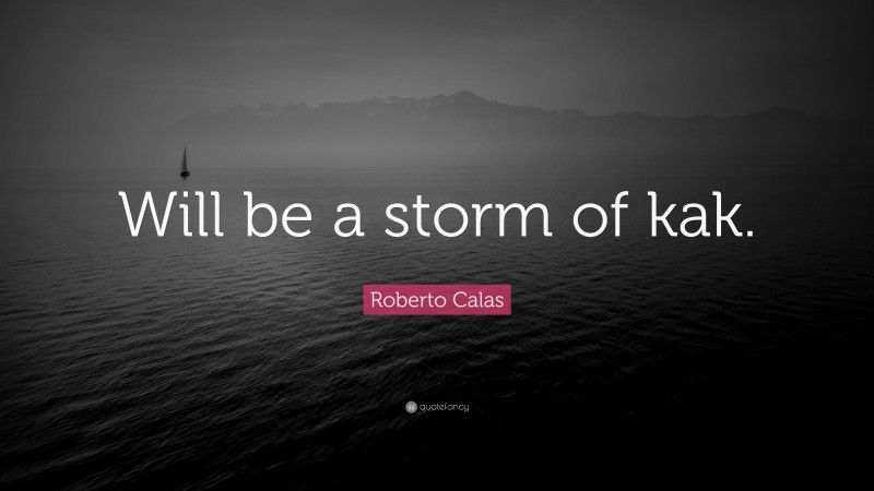 Roberto Calas Quote: “Will be a storm of kak.”
