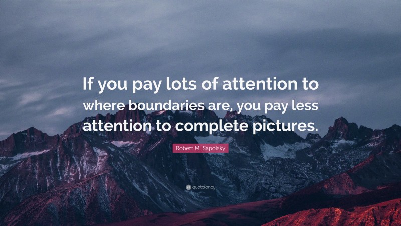 Robert M. Sapolsky Quote: “If you pay lots of attention to where boundaries are, you pay less attention to complete pictures.”