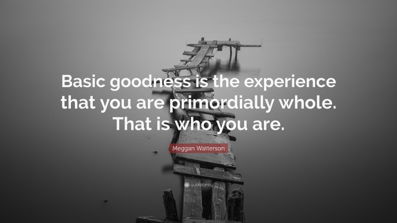 Meggan Watterson Quote: “Basic goodness is the experience that you are primordially whole. That is who you are.”
