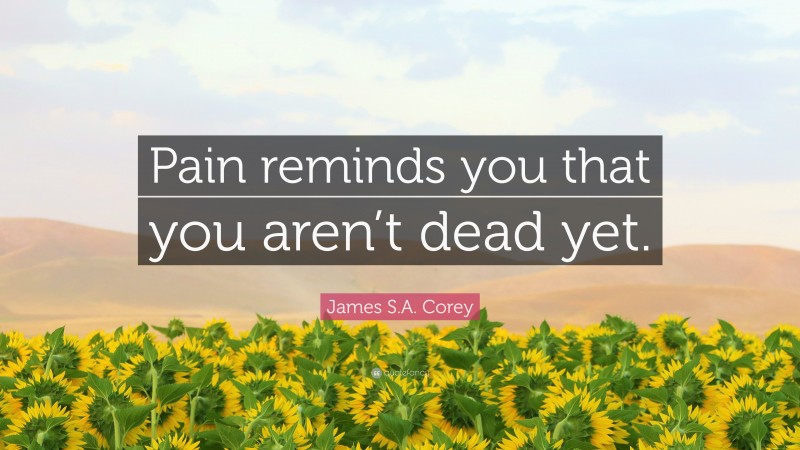 James S.A. Corey Quote: “Pain reminds you that you aren’t dead yet.”
