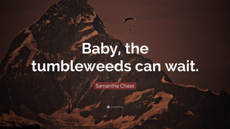 Samantha Chase Quote: “Baby, the tumbleweeds can wait.”