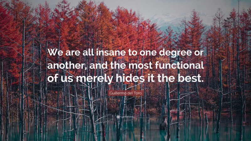 Guillermo del Toro Quote: “We are all insane to one degree or another, and the most functional of us merely hides it the best.”