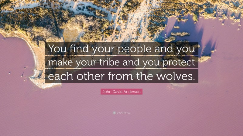 John David Anderson Quote: “You find your people and you make your tribe and you protect each other from the wolves.”