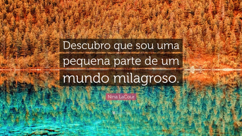 Nina LaCour Quote: “Descubro que sou uma pequena parte de um mundo milagroso.”