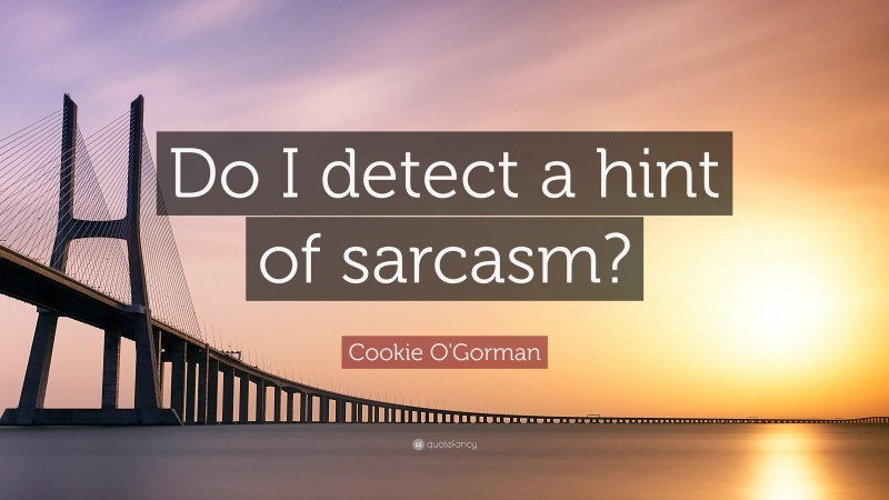 Cookie O'Gorman Quote: “Do I detect a hint of sarcasm?”