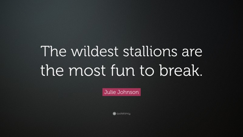 Julie Johnson Quote: “The wildest stallions are the most fun to break.”