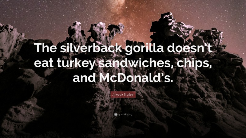 Jesse Itzler Quote: “The silverback gorilla doesn’t eat turkey sandwiches, chips, and McDonald’s.”