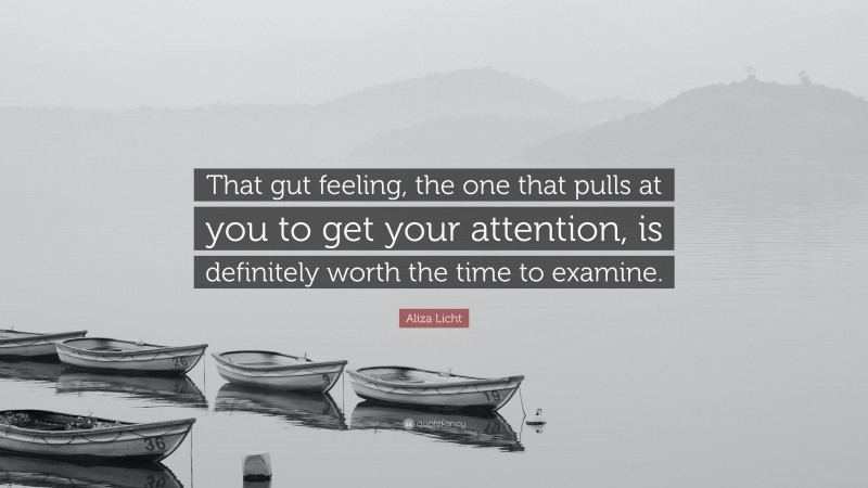 Aliza Licht Quote: “That gut feeling, the one that pulls at you to get your attention, is definitely worth the time to examine.”