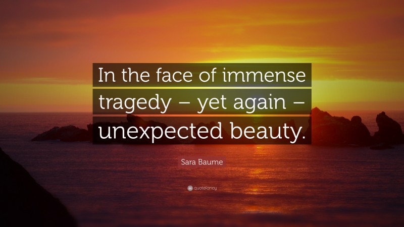 Sara Baume Quote: “In the face of immense tragedy – yet again – unexpected beauty.”