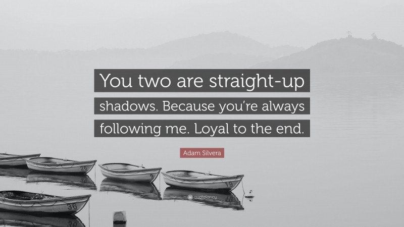 Adam Silvera Quote: “You two are straight-up shadows. Because you’re always following me. Loyal to the end.”