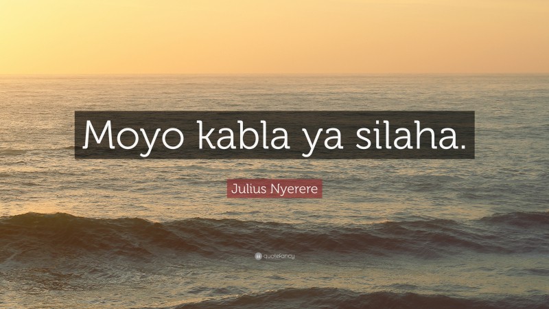 Julius Nyerere Quote: “Moyo kabla ya silaha.”