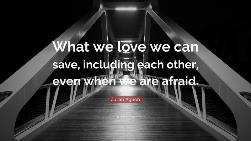 Julian Aguon Quote: “What we love we can save, including each other, even when we are afraid.”