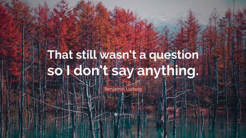 Benjamin Ludwig Quote: “That still wasn’t a question so I don’t say ...