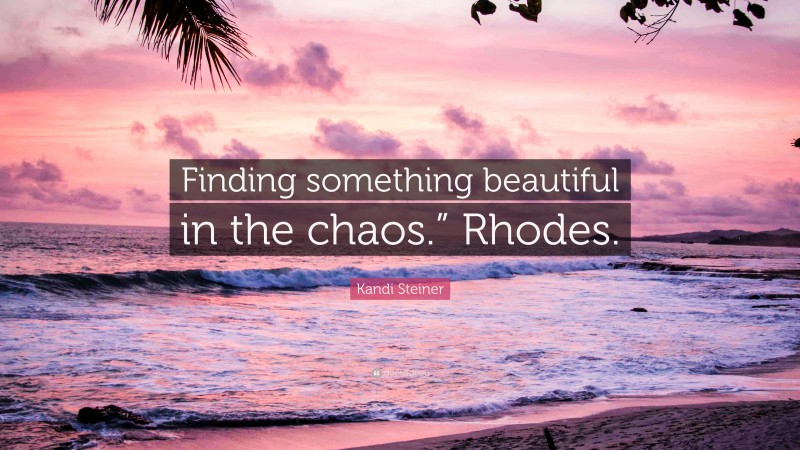 Kandi Steiner Quote: “Finding something beautiful in the chaos.” Rhodes.”