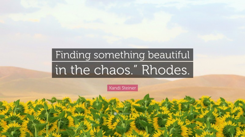 Kandi Steiner Quote: “Finding something beautiful in the chaos.” Rhodes.”