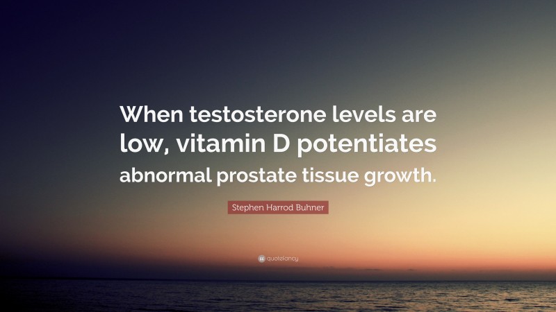 Stephen Harrod Buhner Quote: “When testosterone levels are low, vitamin D potentiates abnormal prostate tissue growth.”