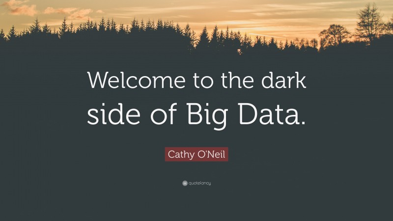 Cathy O'Neil Quote: “Welcome to the dark side of Big Data.”