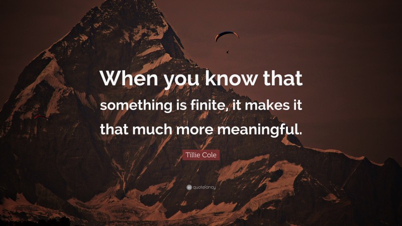 Tillie Cole Quote: “When you know that something is finite, it makes it that much more meaningful.”