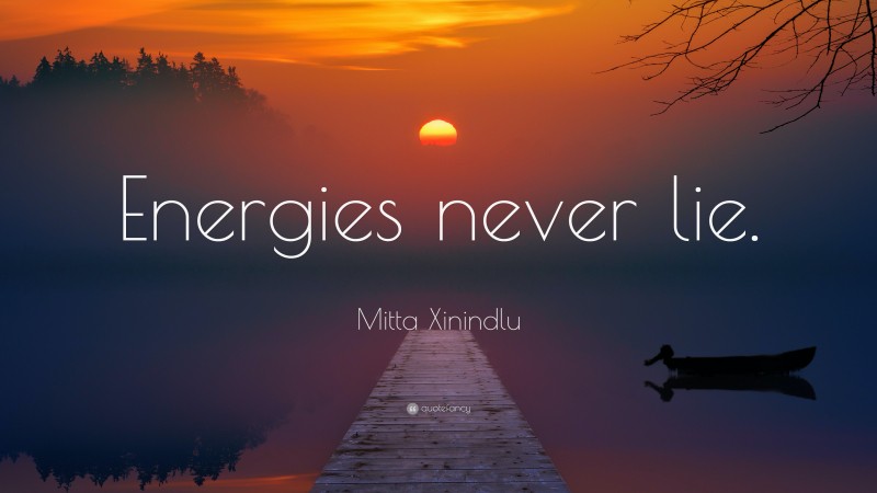 Mitta Xinindlu Quote: “Energies never lie.”