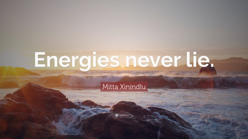 Mitta Xinindlu Quote: “Energies never lie.”