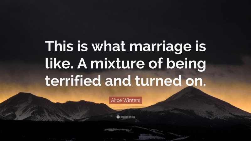 Alice Winters Quote: “This is what marriage is like. A mixture of being terrified and turned on.”