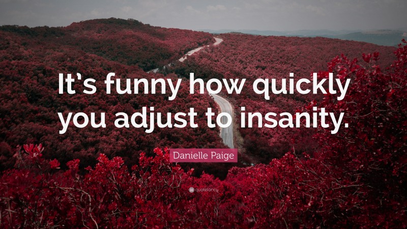 Danielle Paige Quote: “It’s funny how quickly you adjust to insanity.”