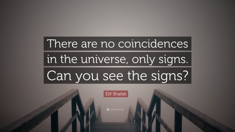 Elif Shafak Quote: “There are no coincidences in the universe, only signs. Can you see the signs?”