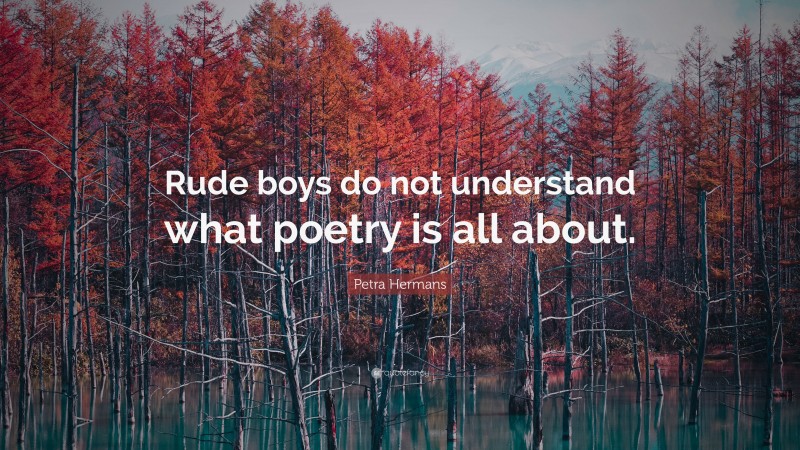 Petra Hermans Quote: “Rude boys do not understand what poetry is all about.”