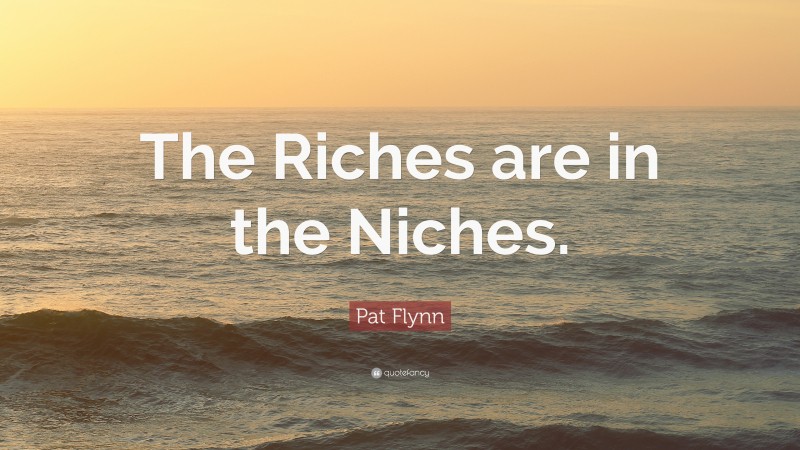 Pat Flynn Quote: “The Riches are in the Niches.”