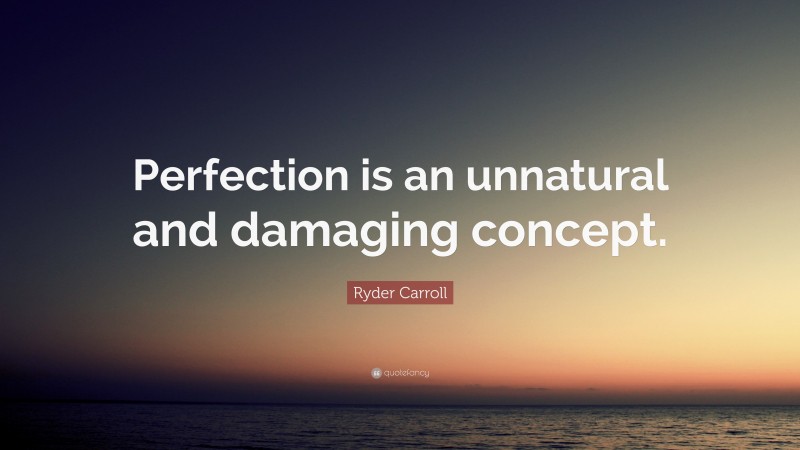 Ryder Carroll Quote: “Perfection is an unnatural and damaging concept.”