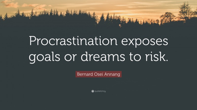 Bernard Osei Annang Quote: “Procrastination exposes goals or dreams to risk.”