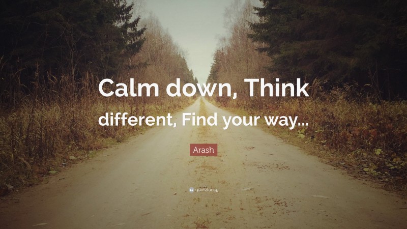 Arash Quote: “Calm down, Think different, Find your way...”