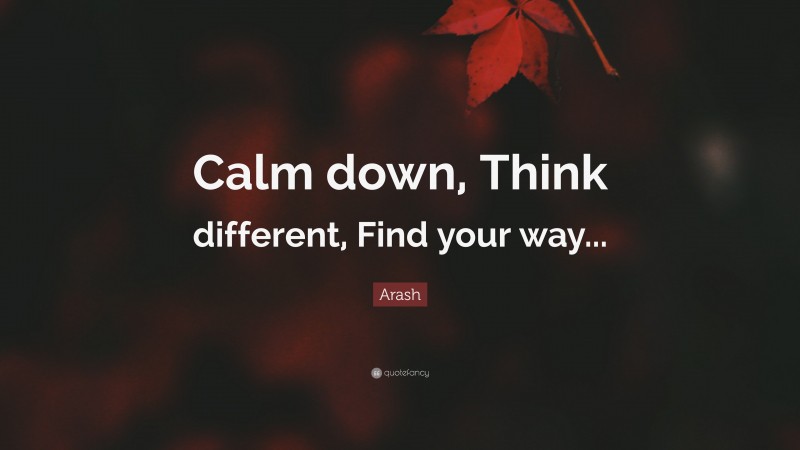 Arash Quote: “Calm down, Think different, Find your way...”