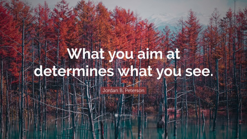 Jordan B. Peterson Quote: “What you aim at determines what you see.”