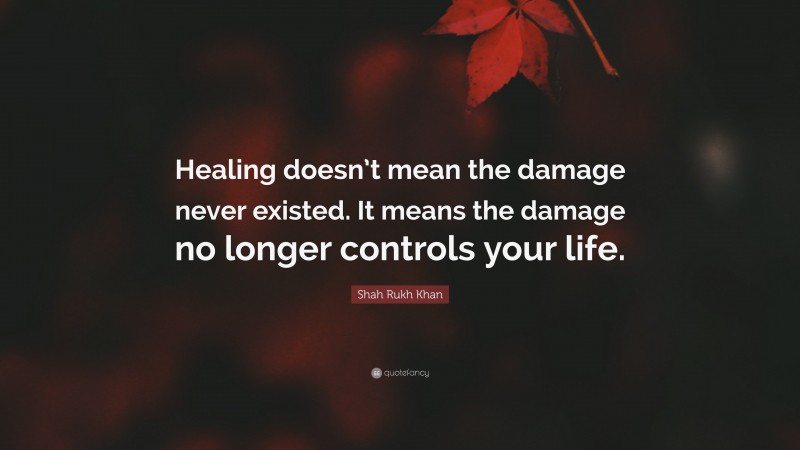 Shah Rukh Khan Quote: “Healing doesn’t mean the damage never existed. It means the damage no longer controls your life.”