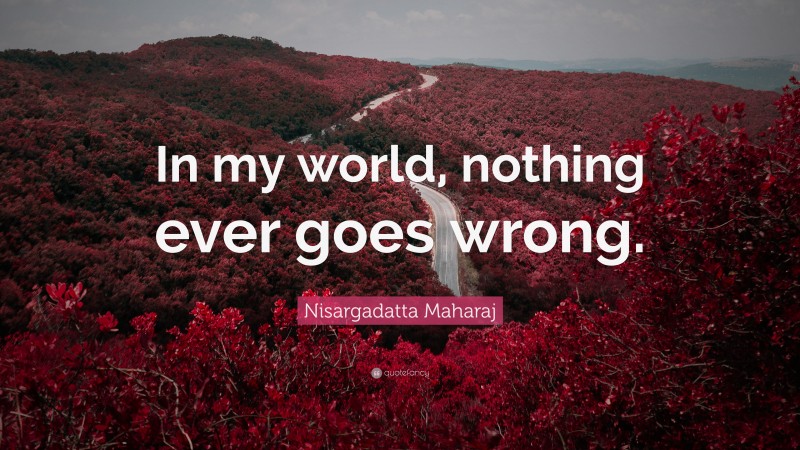 Nisargadatta Maharaj Quote: “In my world, nothing ever goes wrong.”