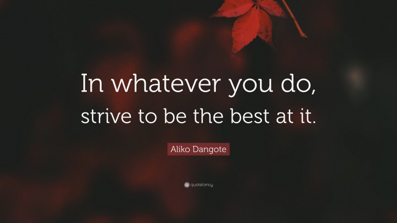 Aliko Dangote Quote: “In whatever you do, strive to be the best at it.”