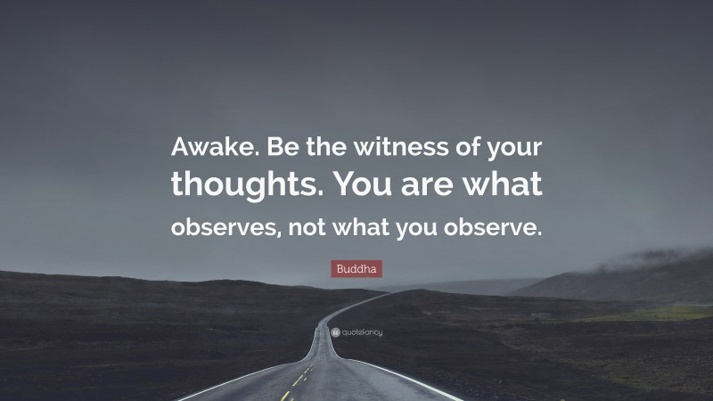 Buddha Quote: “Awake. Be the witness of your thoughts. You are what observes, not what you observe.”