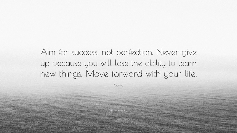 Buddha Quote: “Aim for success, not perfection. Never give up because you will lose the ability to learn new things. Move forward with your life.”