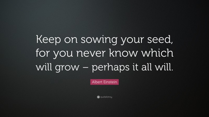 Albert Einstein Quote: “Keep on sowing your seed, for you never know which will grow – perhaps it all will.”