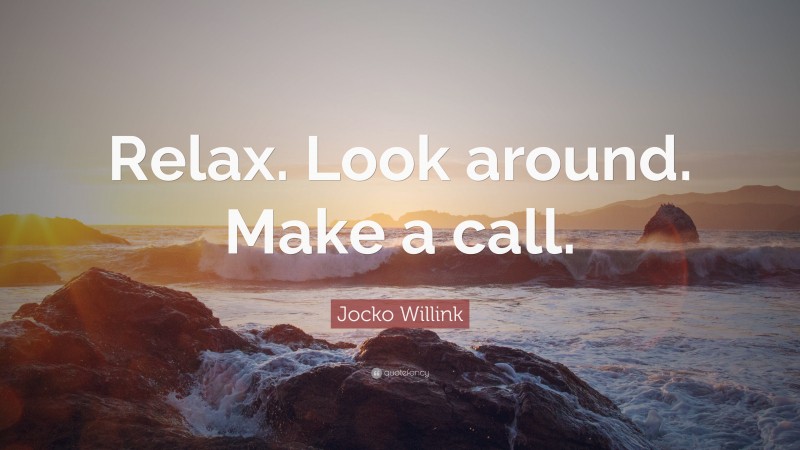 Jocko Willink Quote: “Relax. Look around. Make a call.”