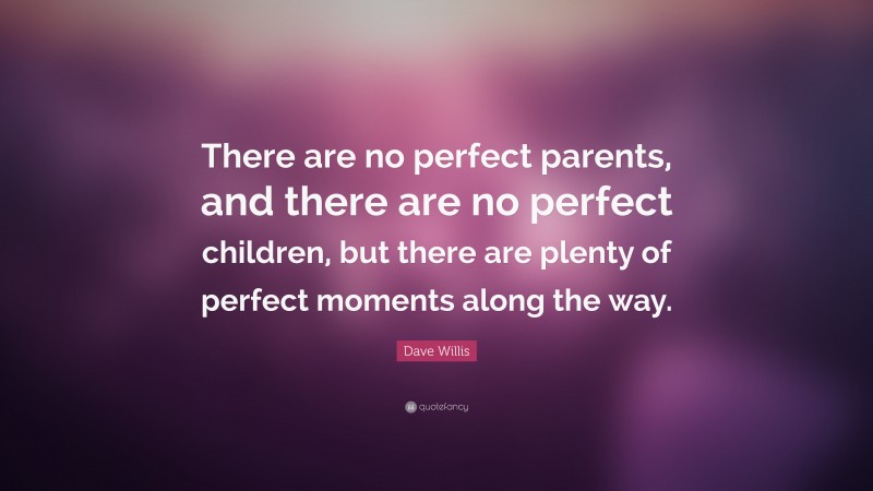 Dave Willis Quote: “There are no perfect parents, and there are no perfect children, but there are plenty of perfect moments along the way.”