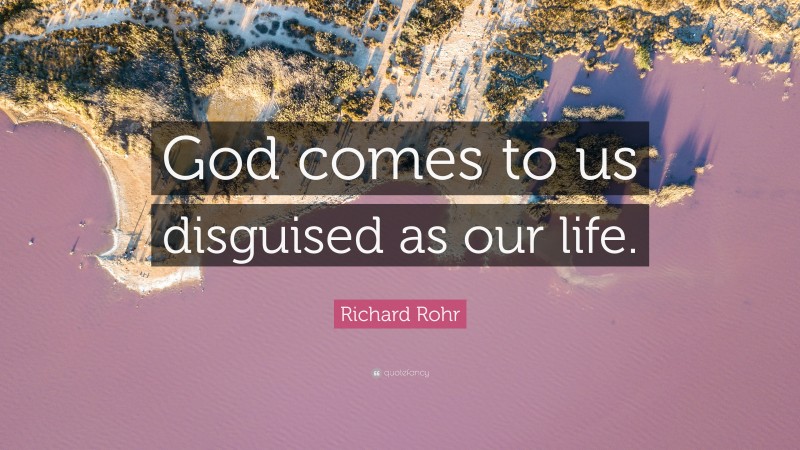 Richard Rohr Quote: “God comes to us disguised as our life.”