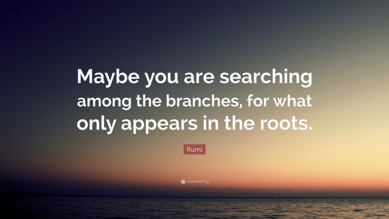 Rumi Quote: “Maybe you are searching among the branches, for what only appears in the roots.”