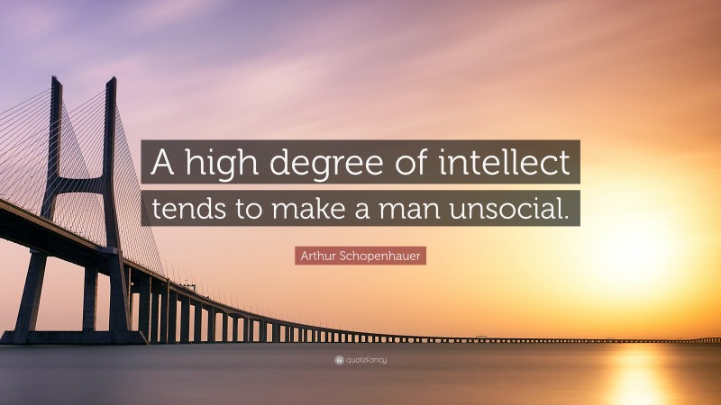 Arthur Schopenhauer Quote: “A high degree of intellect tends to make a man unsocial.”