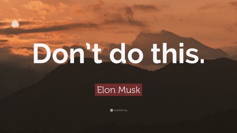 Elon Musk Quote: “Don’t do this.”
