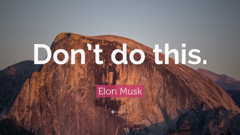 Elon Musk Quote: “Don’t do this.”